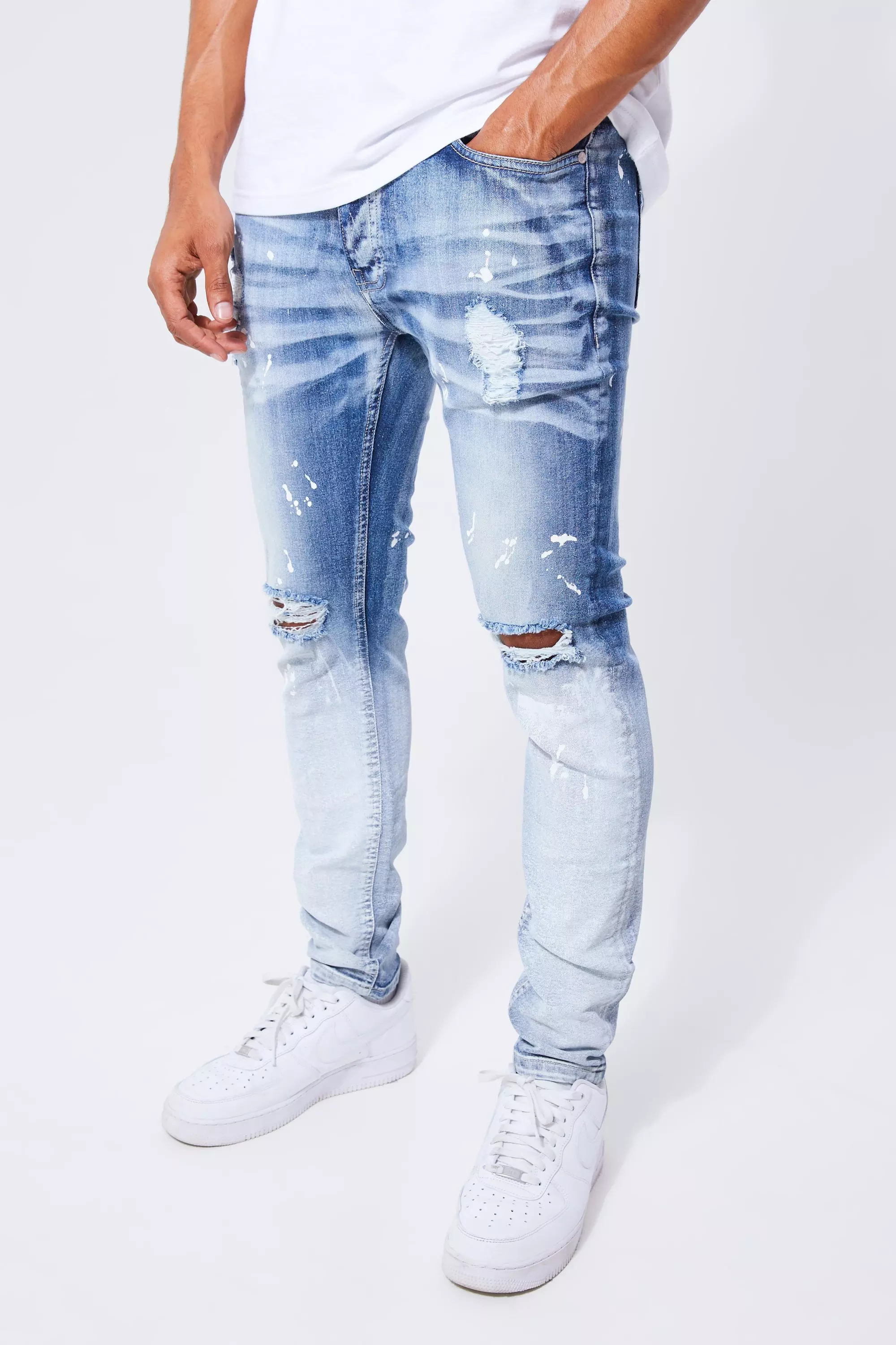 Man store jeans paint